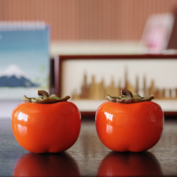 Handmade Ceramic Persimmon Tea Canister, Tea Pet Craft, Everything Goes Well, Home Decoration, Simulated Fruit Tea Set Accessories