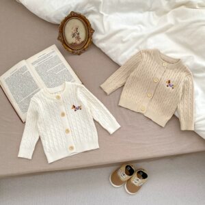 
Ragola 26 baby sweater girls boys sweater sweater baby twist cardigan cotton yarn puppy coat