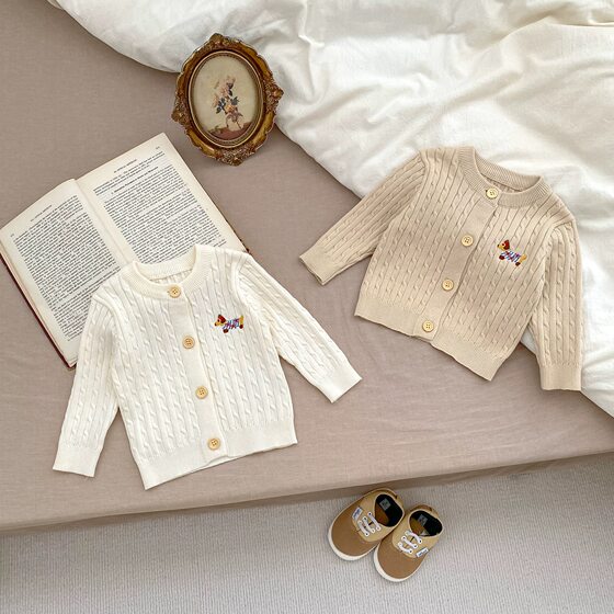 
Ragola 26 baby sweater girls boys sweater sweater baby twist cardigan cotton yarn puppy coat