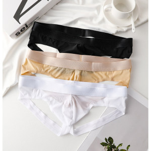 
Men's sexy underwear thong, ultra-thin semi-transparent silk skates, seamless double thong, sexy low-waisted, close-fitting and enlarged