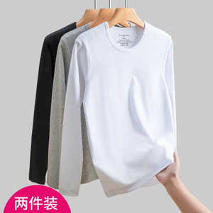 
2-piece Giordano men's round neck pure cotton base long-sleeved T-shirt solid color men's slim base shirt