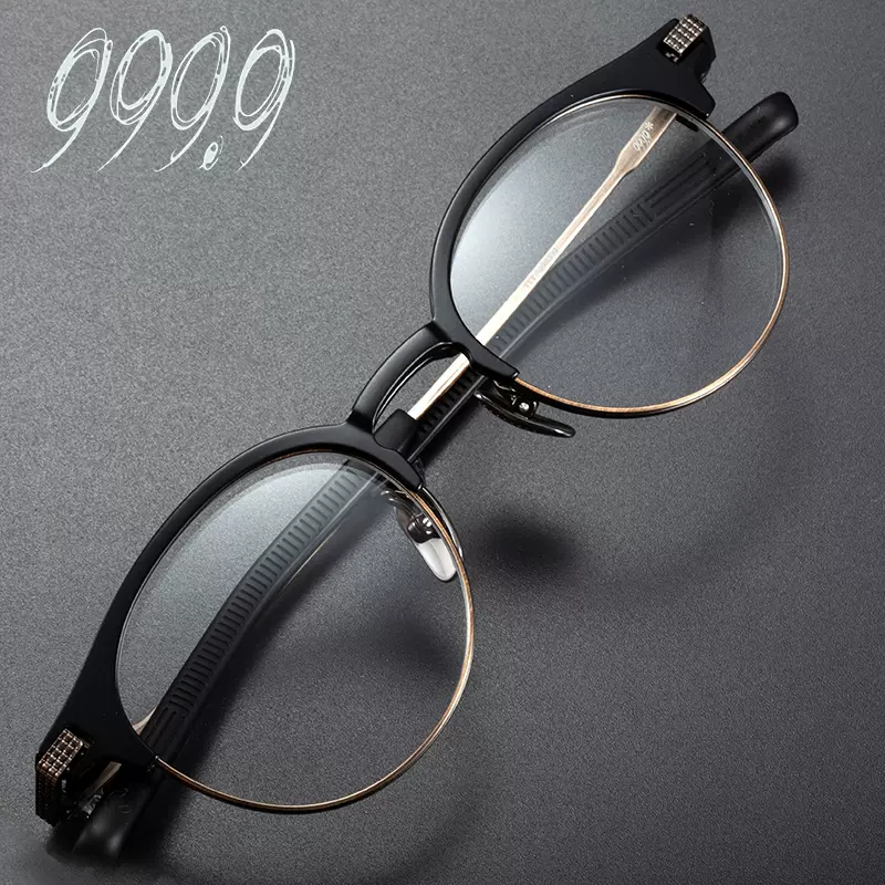 999.9 FOUR NINES日本手工眼鏡架 新款純鈦復古近視眼鏡男女S935T-Taobao