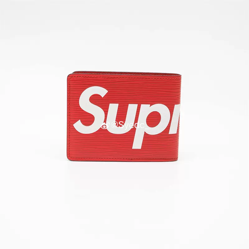 【現貨】LV Supreme Louis Vuitton x SUP 紅色 短款 對折 錢包-Taobao
