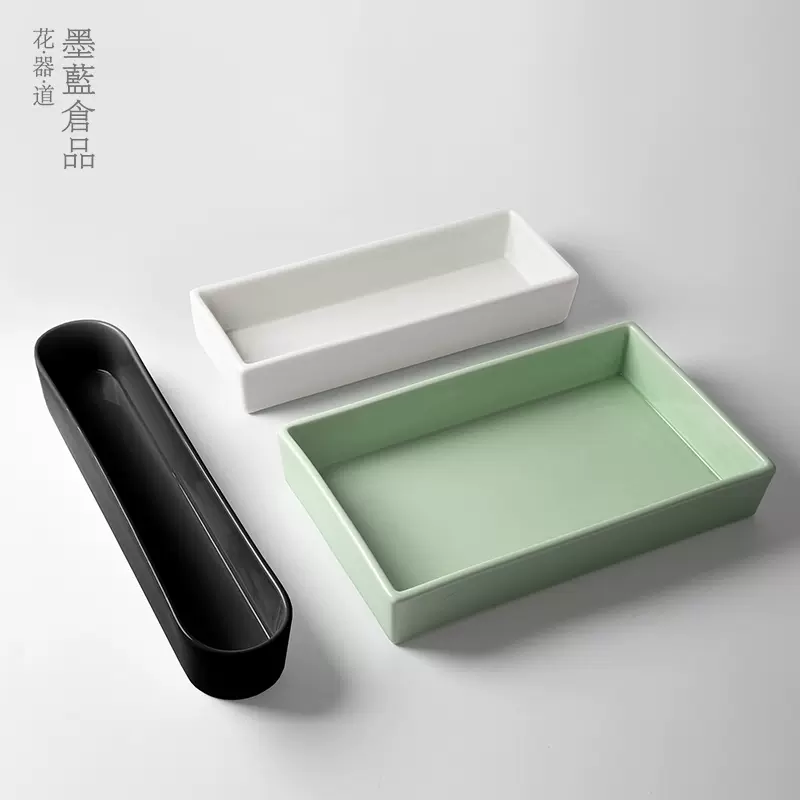 日本小原流天使菱形插花花器禅意陶瓷插花器皿日式花道创意花盘-Taobao