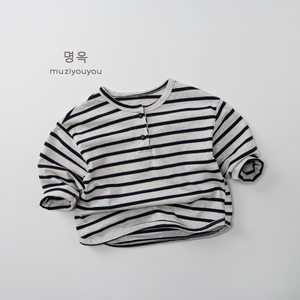 
Children's striped T-shirt 2026 spring new style long-sleeved bottoming shirt for boys and girls, baby Japanese Korean style versatile top