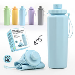 Foldable silicone sports water bottle and cup for outdoor riding