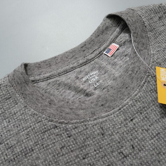 
Coco Foreign Trade Japanese retro American cotton heavyweight waffle round neck T-shirt sweatshirt three-needle long-sleeved bottoming shirt for men