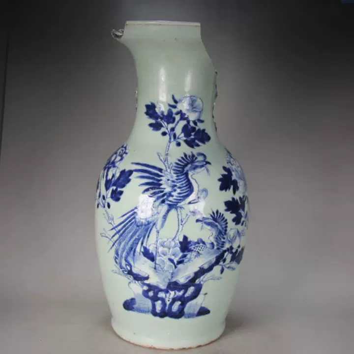 ☆ 瓷器 青花花鳥紋盤 ☆ 明時代 鳳凰 牡丹 染付文様 明清