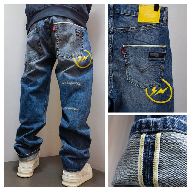 Fenom Fujiwara C10 Yellow Light Power Tanning Naoming Loose 15oz Heavy Murry Wouring Jeans
