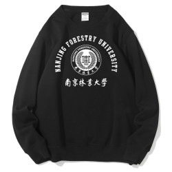 NJFU Nanjing Forestry University School Uniform Pullover Round Neck Velvet Sweatshirt Loose Autumn and Winter Party Class Uniform Burgundy