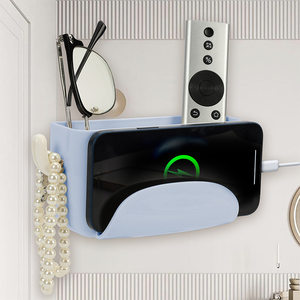 
Japanese style punch-free wall hanging multi-functional storage rack with hook mobile phone stand glasses remote control storage box