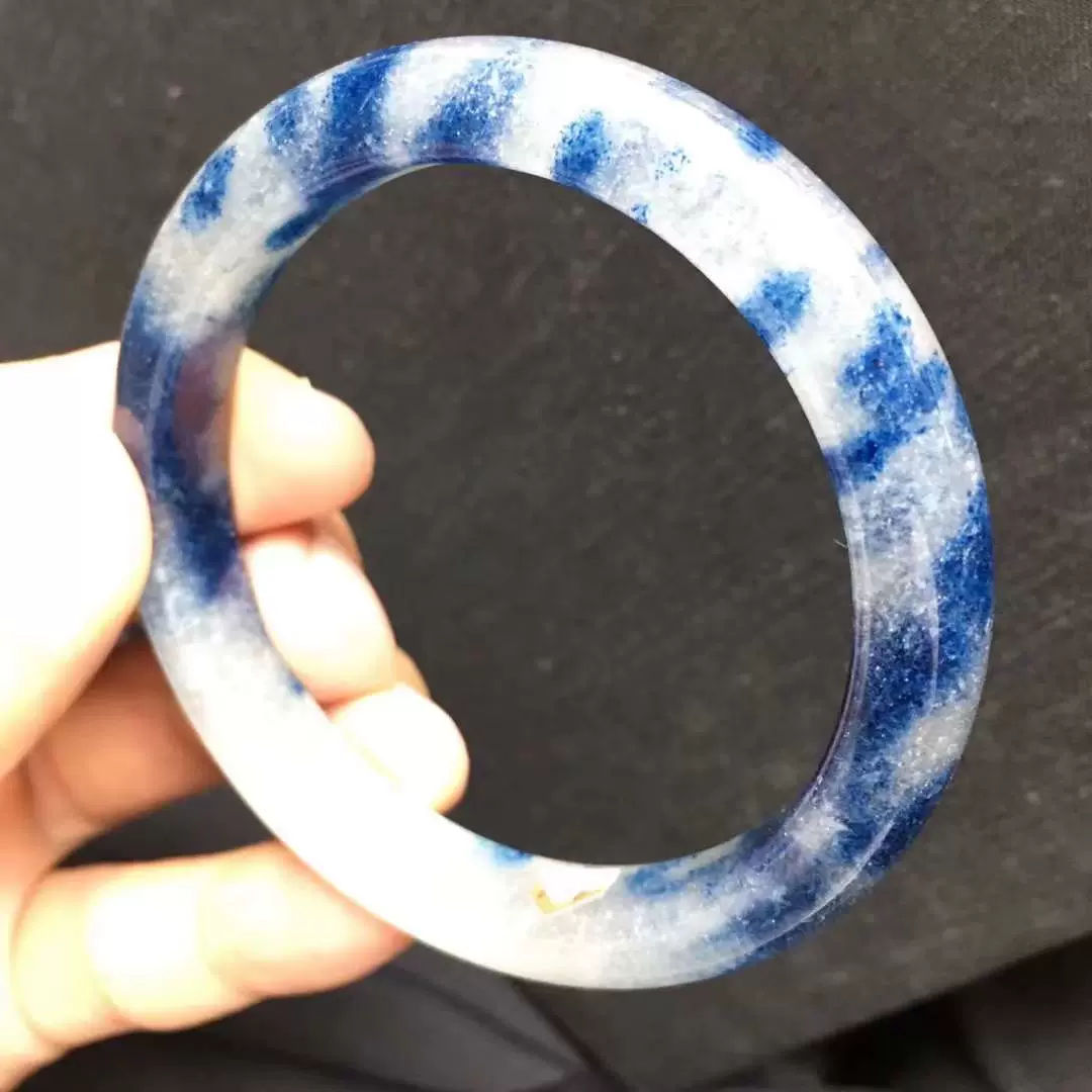 天然水晶玉化K2宝石手镯蓝草莓奶油透体女款蓝铜矿长石一物一图-Taobao 