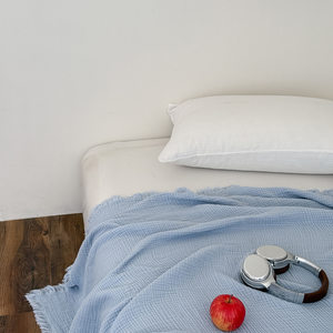 
Nordic simple solid color Class A full cotton four-layer yarn tassel cover blanket office nap blanket car sofa cover blanket