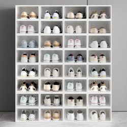 Thickened Shoe Box with Flip Cover, Foldable Storage Box, Drawer-Type Transparent Shoe Cabinet, Plastic Shoe Rack, Space-Saving Magic Tool