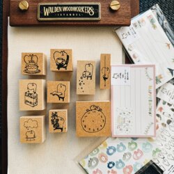 In Stock Japan Spica Cute Cat Daily Life Wooden Stamp