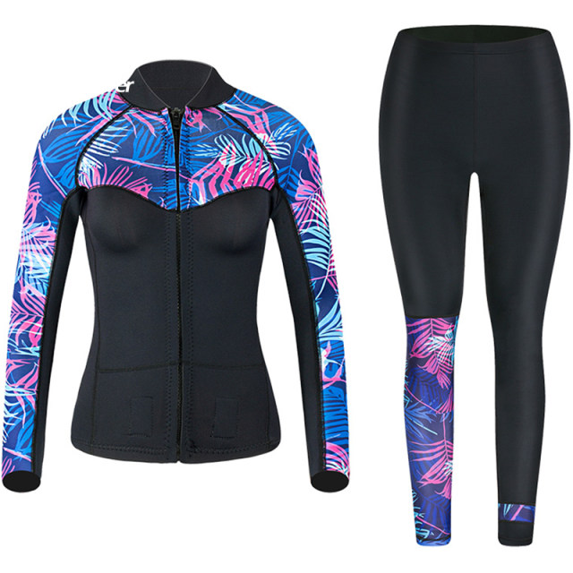 Seaplay Wetsuit Neoprene Wetsuit Women's Top 2-3mm Comes with Sun Protection Pants Slim Split Surf Suit