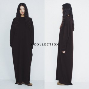 
xcollection25 autumn new product Tencel wool long-sleeved dress long skirt lazy aesthetic silhouette high-end sense