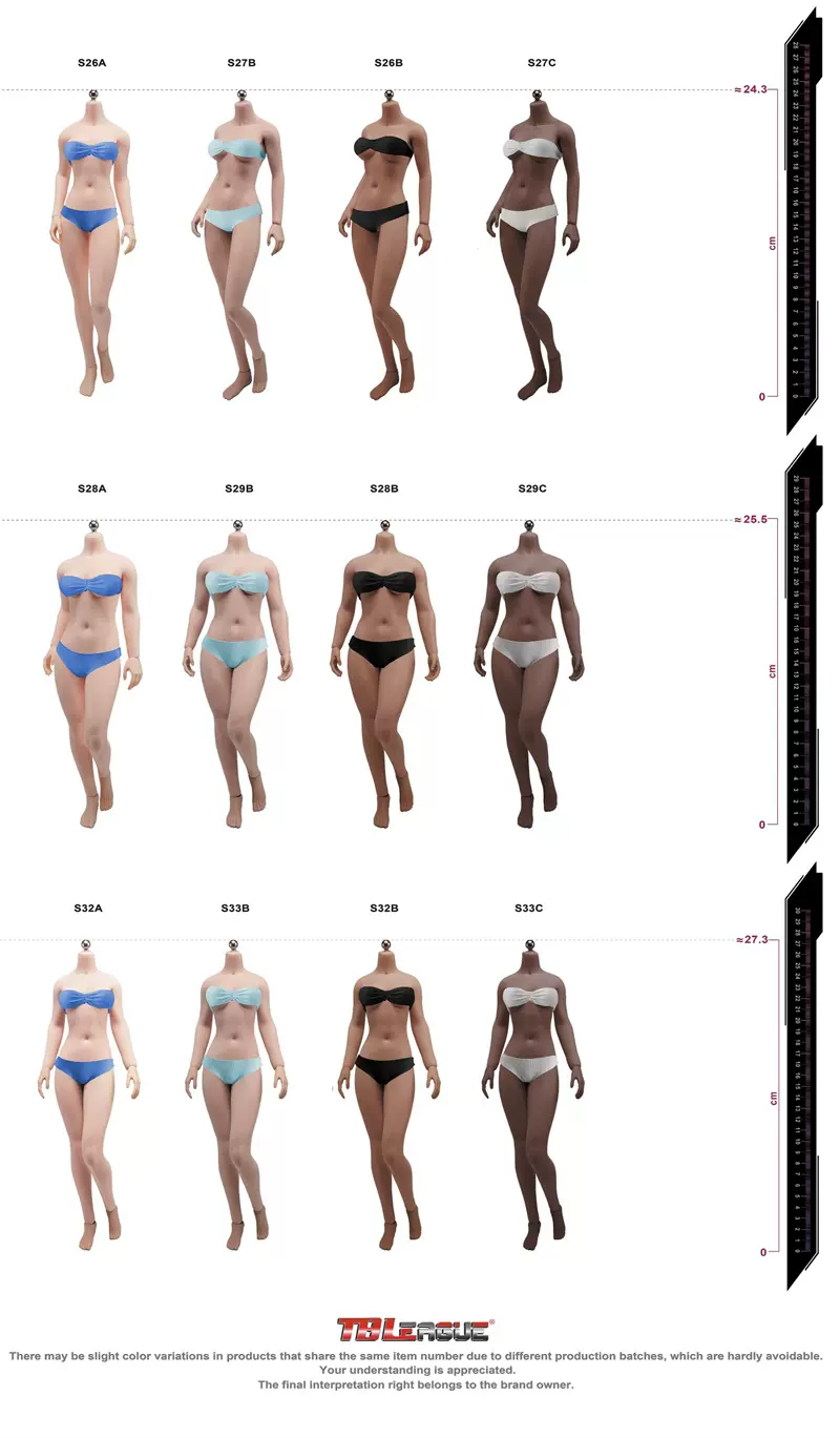 TBLeague 1/6 鋼骨包膠微胖女素體S28A白膚色S29B小麥色現貨