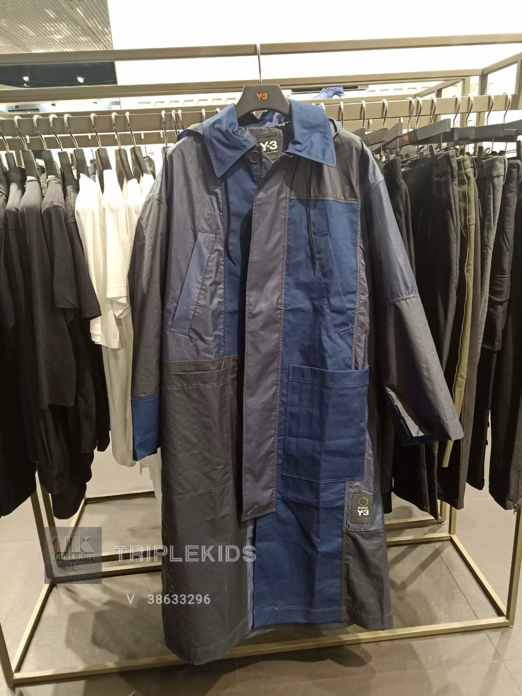 Y3 Y-3國內代購PATCHWORK LONG COAT男長版運動大衣風衣DP0540-Taobao