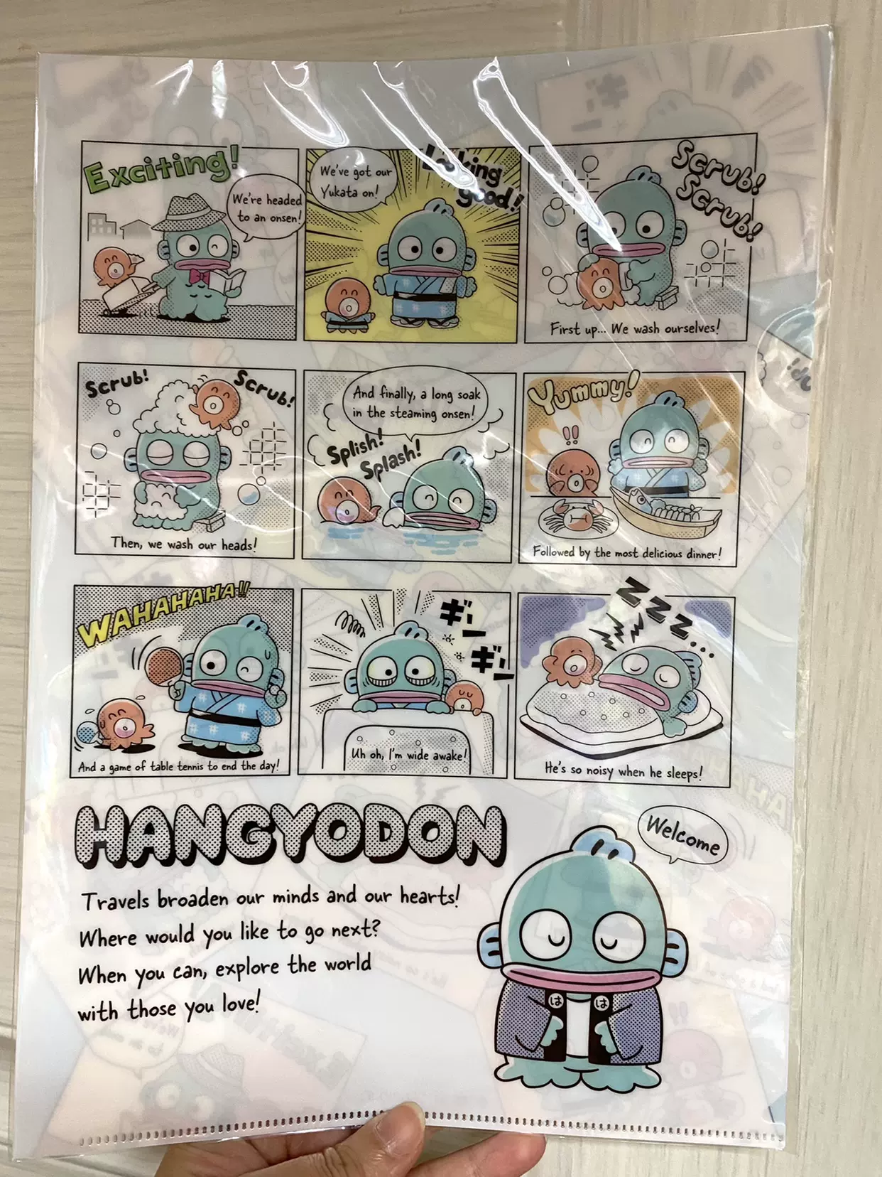 日本製sanrio Hangyodon 水怪a4 单层文件夾