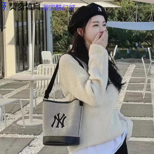 MLB bucket Tot spring and autumn new cross -body men's and women's fashion canvas simple and versatile shoulder bag 3ABMS072N