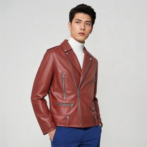 
Fashion suit collar leather jacket for men autumn and winter new handsome motorcycle style casual genuine leather sheepskin jacket