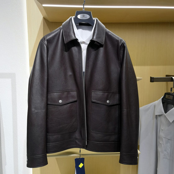 
Business casual lapel autumn and winter new genuine leather jacket for men warm and fashionable handsome cowhide jacket Fangshi FOUNSEE