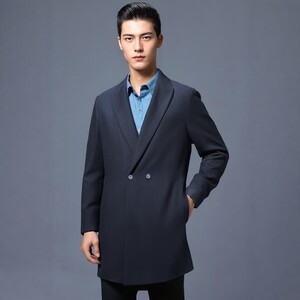 Fangshi Double Disposal Mid -long business suit collar wool woolen coat men's autumn and winter new collar woolen woolen coat
