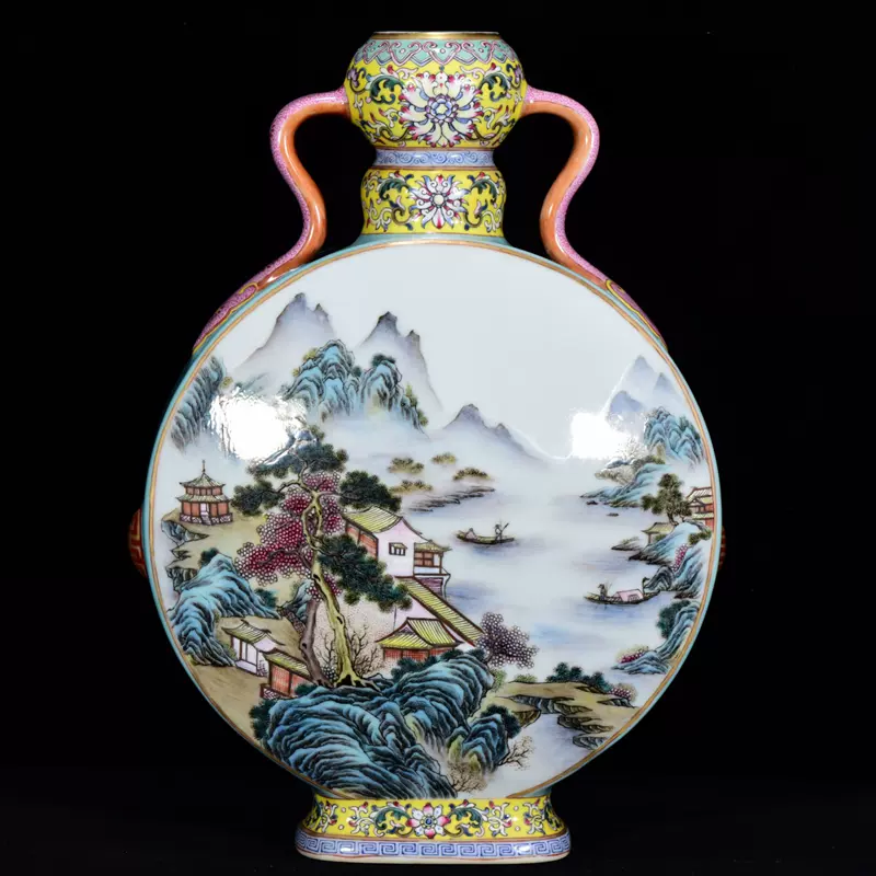 古玩古瓷器大清雍正年制粉彩八桃天球瓶