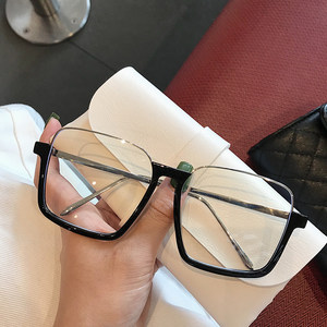 
Internet celebrity style ins glasses for women, Korean style plain glasses frame, slimming big face glasses frame with myopic half-frame flat mirror