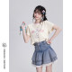 Salted fish wardrobe Lace denim skirt Women's summer sweet and cute cake skirt A-line short skirt Small skirt