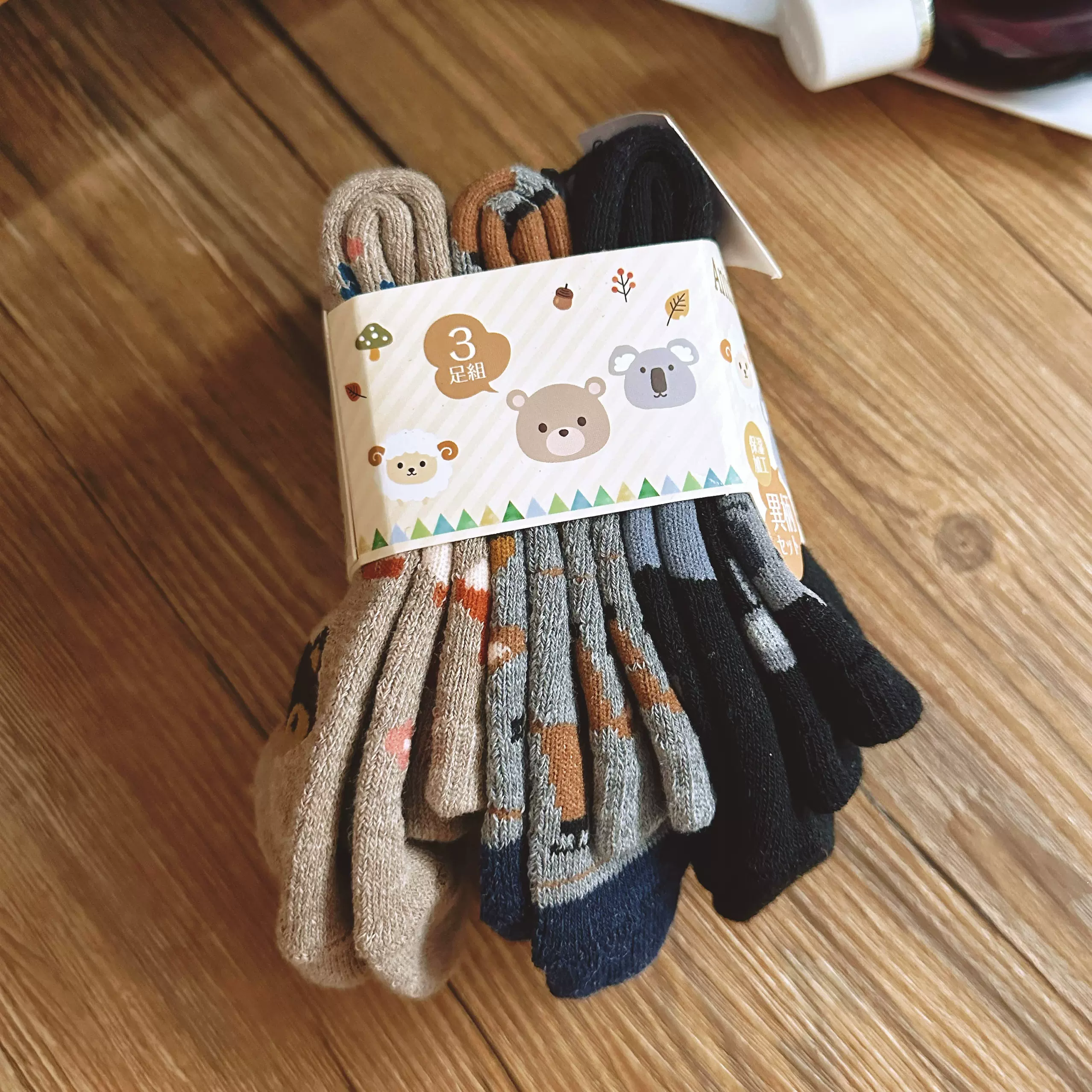 新款日本三双装动物图案狐狸考拉松鼠大学生宿舍暖脚好物睡眠袜