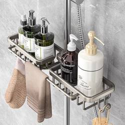 Shower Rack Multifunctional Bathroom No-Drill Space Aluminum Bathroom Shower Room Shower Rod Toilet Storage Rack
