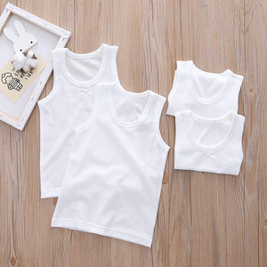 
80-160 Children's pure cotton white base for men and women, breathable sweat-absorbing vest for children, short sleeve suspender T-shirts and shorts