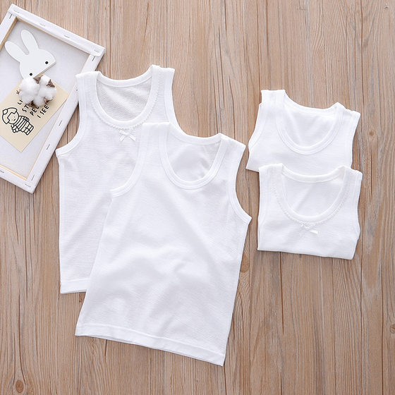 
80-160 Children's pure cotton white base for men and women, breathable sweat-absorbing vest for children, short sleeve suspender T-shirts and shorts