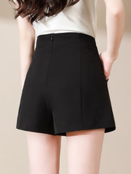 Women's High-Waisted Black Loose A-Line Wide-Leg Slimming Fashion Suit Shorts for Fall 2025