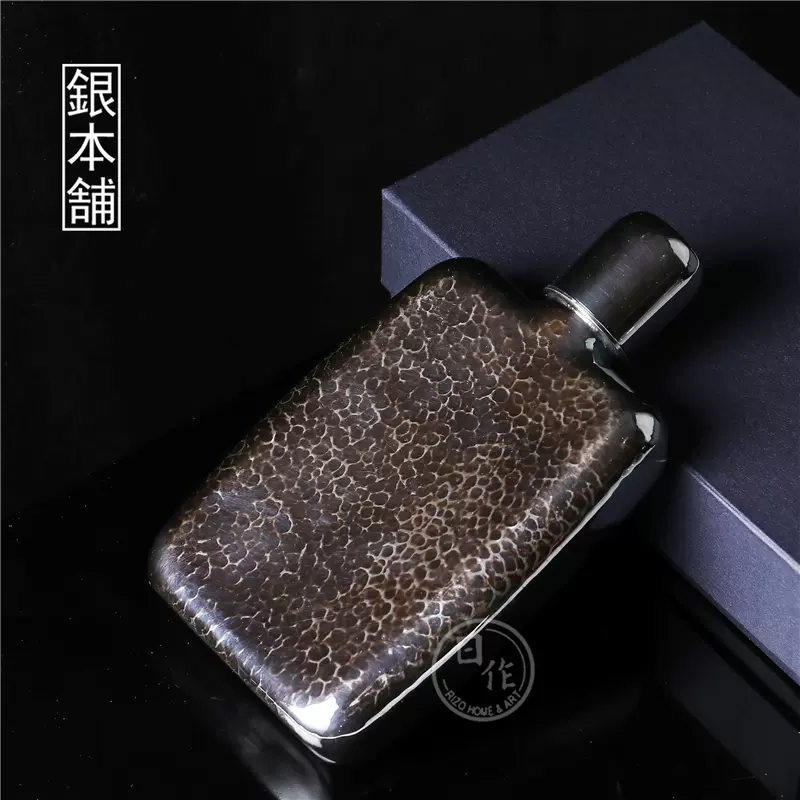 日本原裝進口銀酒壺銀本鋪銅鍍銀隨身酒瓶威士忌可攜式烈酒壺