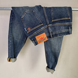 
High quality 2025 autumn and winter tapered denim ninth pants for men classic blue men's slim stretch straight long pants