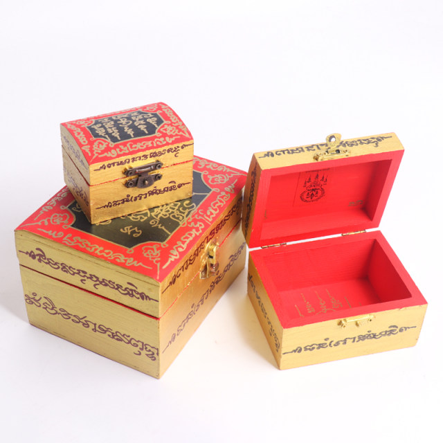 Thai Buddha Amulet LP Song 2566 Buddha Amulet Storage Box Wooden Box Large, Medium and Small Ornaments