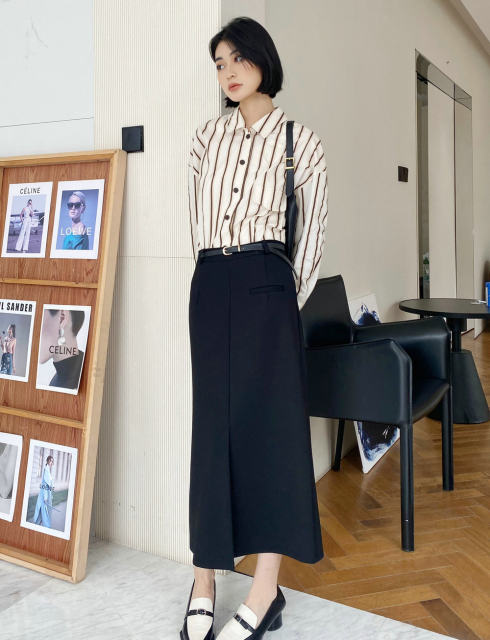 
Spring and summer black suit straight skirt temperament commuting high waist hip-packing one-step skirt long skirt long casual large size