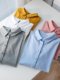 2025 Spring and Autumn Light Blue Cotton Shirt Women's Long Sleeve Lapel Stretch Knit Commuter OL Interview Professional Blue Shirt
