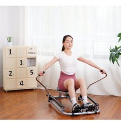 Rowing Machine for Home Fitness, Foldable, Fat-Burning, Double-Paddle, Hydraulic Resistance, Silent Rowing Machine, Indoor Small Equipment