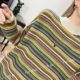 RC designer color-blocking texture half turtle neck lazy style top