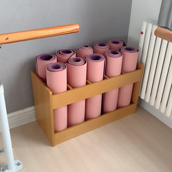 Yoga Mat Storage Rack Wooden Cabinet Basket Barrel Fitness Carpet Rack Pilates Storage Organizer Home Use