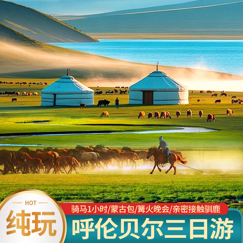 内蒙古旅游呼伦贝尔3天2晚纯玩8人小团草原白桦林送骑马篝火晚会 - 定制游预订