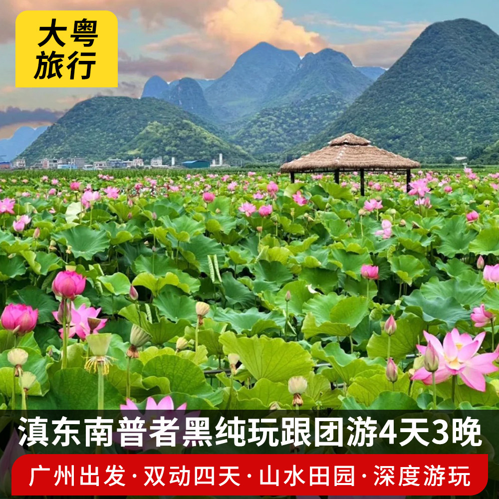 广州出发滇东南普者黑情人桥青龙山仙人洞村双动纯玩跟团4日游 - 定制游预订