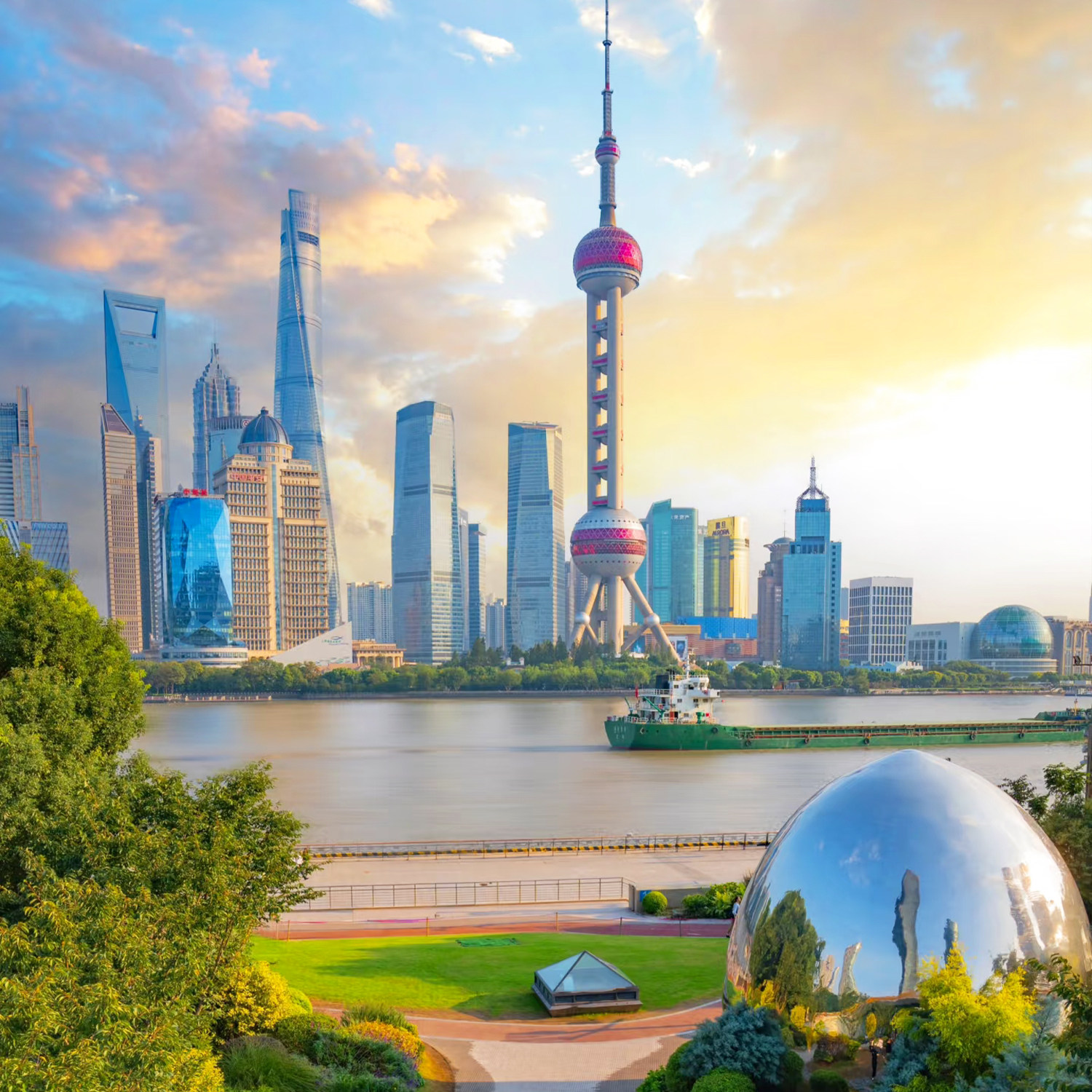 上海东方明珠+黄浦江游船+外滩观光一日游二球联票登塔纯玩含门票