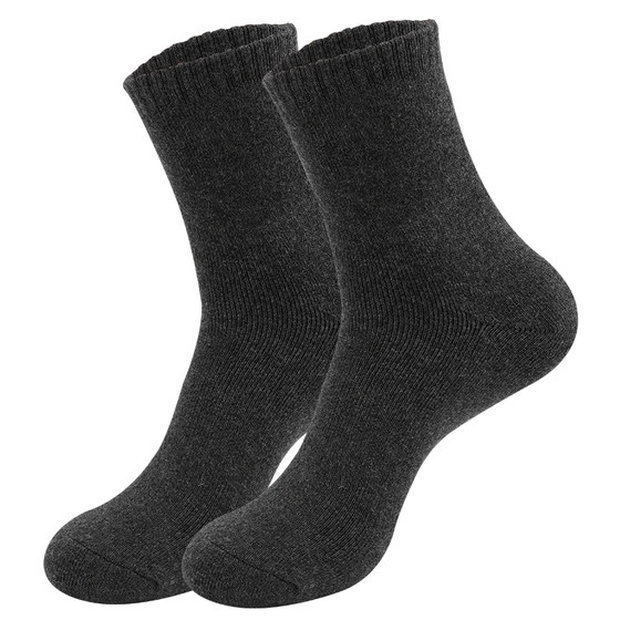 Langsha socks men's pure cotton thick models in autumn and winter mid -tube men's socks with fleece and warm towels, cotton socks