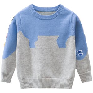 
Children's Clothing Boys' Sweater Pullover Autumn and Winter Korean Style Children's Contrast Color Knitted Sweater for Small and Medium-sized Children's Dinosaur Warm Sweater