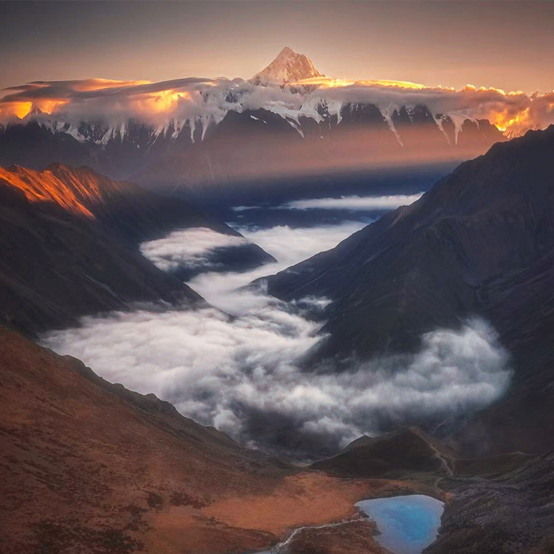 成都8人纯玩川西跟团游4天冷嘎措子梅垭口贡嘎雪山月亮湖四姑娘山